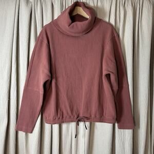 Varley Ribbed Turtleneck Drawstring Sweatshirt Small Mauve Pink - Flaws READ